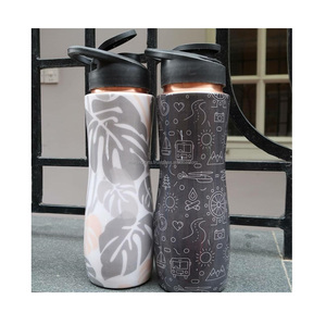 Elegant Designer Copper <b>Bottle</b> Premium Ayurvedic Vessel Handmade Eco Friendly Leak Proof Flask for Yoga Office and Travel - Product Image 4