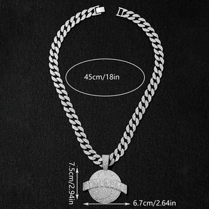 Collar de Cadena Cubana Iced Out con Colgante de Diamantes de Imitación, Joyería Hip Hop de Aleación Chapada en Oro para Hombres y Mujeres - Product Image 4