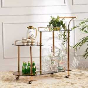 Bar Cart with Metallic Frame Mirrored Shelves Two‑Tier Mobile <b>Serving</b> <b>Trolley</b> Elegant Home Bar Furniture Decorative Organizer - Product Image 6