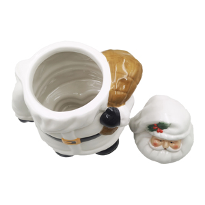 White Glazed <b>Ceramic</b> Santa Claus Figurine Storage Holder Elegant Holiday Tabletop Decoration Porcelain Christmas Candy Organizer - Product Image 5