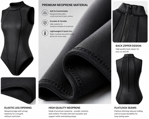 Combinaison de surf en néoprène personnalisée pour femmes, ensemble 2 pièces à manches longues pour la plongée, protection UV, respirant à l'avant, vente en gros OEM - Product Image 4