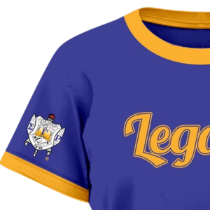 Camiseta Legacy de la Hermandad Sigma Gamma Rho, Azul, para Mujer, con Estampado Gráfico, Manga Corta, Cuello Redondo, Letras Griegas, Estilo Casual, Personalizada - Product Image 4