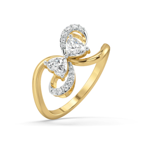 Anillo de compromiso con diamante talla corazón y mariposa en oro amarillo para mujer, estilo romántico - Product Image 2