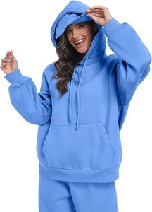 Sudadera con Capucha Extra Grande para Mujer, Color Sólido, Tejida en Algodón, Transpirable, para Otoño - Product Image 2