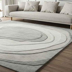 Alfombra Moderna Abstracta Gris con Patrón en Capas, Alfombra de Lana Suave y Lujosa, Tapete de Diseño para Sala de Estar, Dormitorio y Decoración del Hogar - Product Image 2