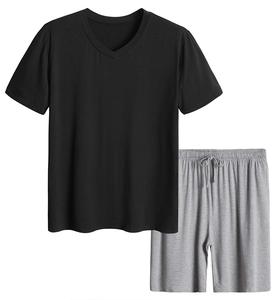 Wholesale Custom Evenfor Summer <b>Men's</b> Breathable Polyester/Cotton Fashion Trend <b>Men</b>’s Short Sleeves and Shorts <b>Pajama</b> <b>Set</b> - Product Image 4
