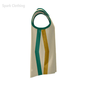 Camiseta de Baloncesto Personalizada Spark Clothing, Sin Mangas, Verde y Crema, Absorbente de Humedad, Poliéster, Unisex para Adultos - Product Image 5