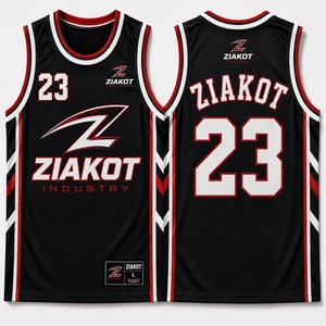 Wholesale Direct Ziakot Industry Custom Blue Black-White Round Neck Sublimation Basketball Uniform Jersey - Product Image 3