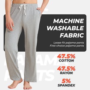Athletic <b>Trousers</b> For men 100% Cotton Solid Joggers Pants Soft <b>Yoga</b> Lightweight Running Lounge Casual Pants with Pockets Sleep - Product Image 2