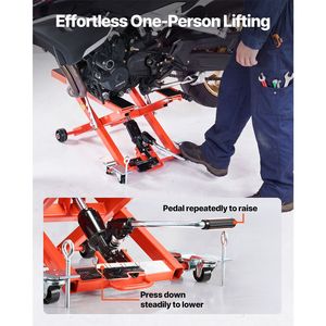 Sollevatore Idraulico a Forbice Portatile da 1100 Libbre con 6 Ruote, Altezza 4.72-15.15 Pollici, Cavalletto Sollevatore per Moto - Product Image 6