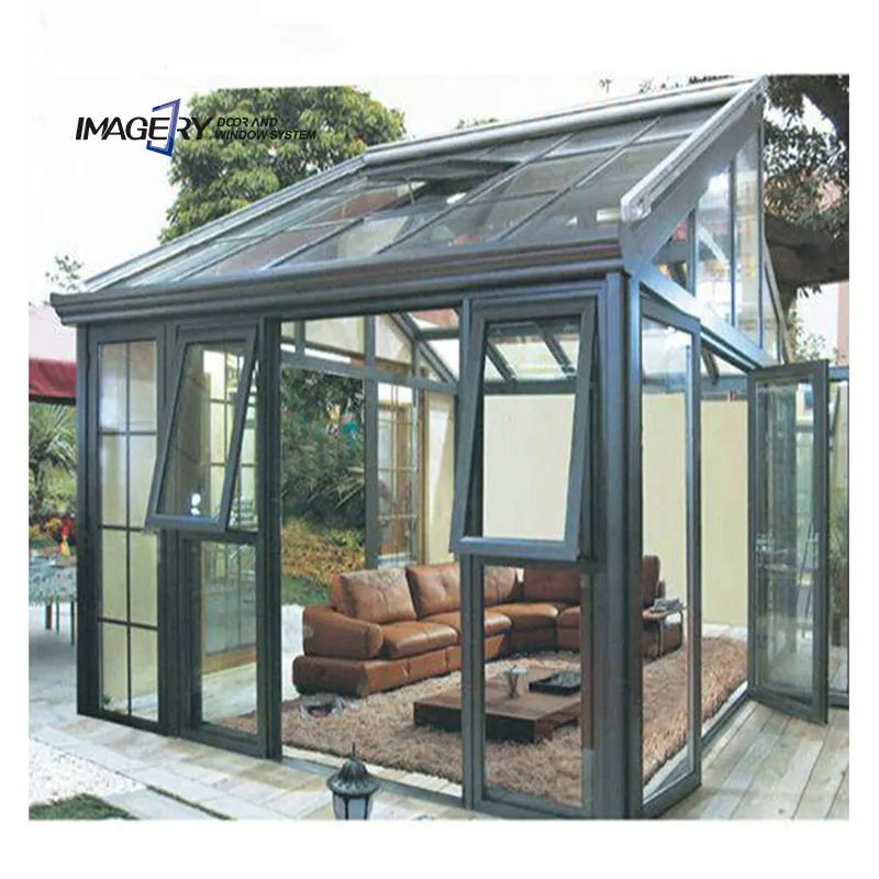 Carcasa de cristal para ventana de casa, diseño prefabricado para porche, patio, jardín, hogar, balcón, ventanas de aluminio, sala de sol fram