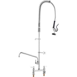 Grifo Industrial de Latón de 44 Pulgadas de Alto para Montaje en Superficie, Espacio de Instalación de 8 Pulgadas, Caño Giratorio de 12 Pulgadas, Rociador Extensible para Cocina - Product Image 1