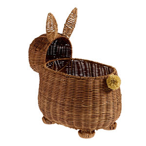 Cesta de Mimbre Hecha a Mano con Forma de Conejo para Niños, Organizador de Juguetes, Diseño Animal, Decoración para Cuarto de Bebé, Cesta de Regalo - Product Image 4