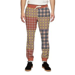 Pantalon de jogging décontracté à carreaux pour homme, taille élastique avec cordon de serrage, rayures rouges, bleu marine et grises, en polyester respirant de poids moyen, idéal pour l'automne - Product Image 5