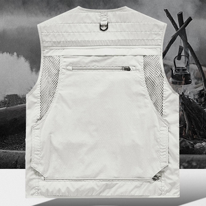 Unisex Mesh Breathable Fishing <b>Vest</b> <b>White</b> Color Multi Pockets Photography Travel Waistcoat Jacket For Adults And Youth - Product Image 2