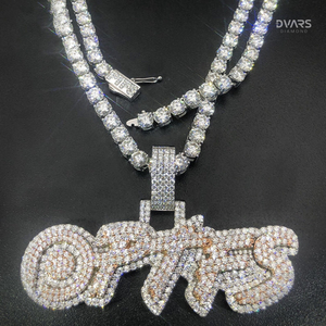 Colgante con Letra Personalizada de Moissanita VVS, Plata de Ley 925, Joyería HipHop de Lujo, Inicial con Incrustaciones de Diamantes, Logotipo Bicolor en Rodio/Oro - Product Image 2