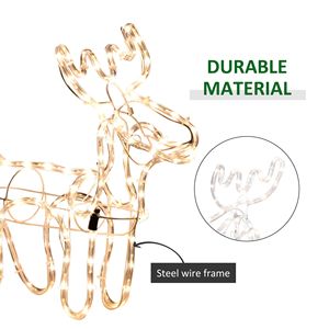 Decorazione Natalizia LED Renna con Slitta, 35 Luci Bianco Caldo, Struttura in Acciaio per Interni ed Esterni, Alimentazione AC - Product Image 6