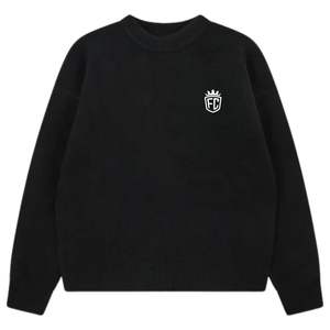 เสื้อสเวตเตอร์ถักสีดำ แต่งขอบตัดกัน เนื้อผ้านุ่ม สวมใส่สบาย ทรงพอดีตัว น้ำหนักเบา เหมาะสำหรับใส่ลำลอง - Product Image 1