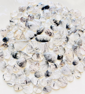 พลอยควอตซ์เจียระไนแบบหลวมทำจากแร่ทับทิมสีดำธรรมชาติสีดำสำหรับทำเครื่องประดับ100% - Product Image 2