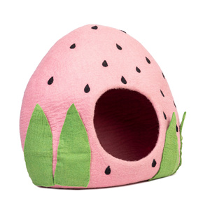 Cama para Gatos de Fieltro de Lana a Granel, Hecha a Mano, Gris Rayada, Forma Ovalada, Desmontable y Lavable, Fabricada en Nepal, OEM, Marca Privada, Gran Volumen - Product Image 2