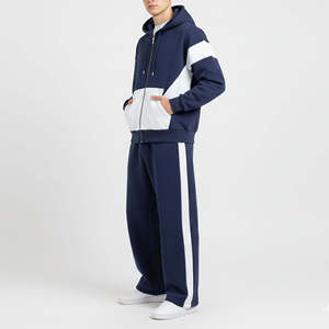 Ensemble jogging deux pièces pour homme en molleton de haute qualité : pantalon de survêtement ample et sweat à capuche zippé – Qualité supérieure - Product Image 4