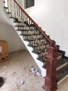Wood Handrail Metal Stair <b>Railings</b> Traditional Design For Indoor Staircase - Product Image 6