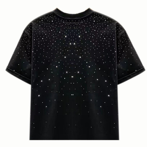 เสื้อยืดคอกลมแขนสั้นผู้ชาย ดีไซน์เพชรประดับคริสตัลสั่งทำพิเศษ ผ้าถักนิตติ้งเนื้อฝ้าย 100% ประกายวิบวับ รุ่นใหม่ล่าสุด - Product Image 2