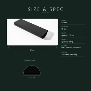 Half Round Conductive EVA Foam Roller 45x15cm Carbon Black Grounding Roller Yoga Pilates Stretching OEM ODM - Product Image 5