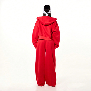 Pantalon de jogging pour femmes tendance, pantalon de survêtement à prix avantageux, logo personnalisé, pantalon rouge uni pour femmes - Product Image 6