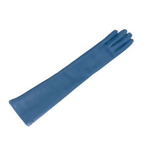 Gants longs bleus en PU ultra-brillants pour femme, style latex brillant, pour mode, performance, cosplay, soirée, effet mouillé, gants d'opéra à bras allongé - Product Image 2