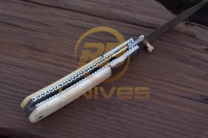 Premium Handmade Damascus Steel Folding <b>Knife</b> with Natural <b>Bone</b> <b>Handle</b> Outdoor Pocket <b>Knife</b> - Product Image 2