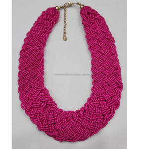 Compre hermosos collares de cuentas de vidrio al por mayor, joyería de moda, artesanías hechas a mano indias en Alibaba - Product Image 5