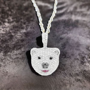 Colgante de Cabeza de Oso Polar Personalizado, Joyería Fina de Moda Hip-Hop, Plata 925, Corte Brillante Natural, Chapado en Oro Blanco - Product Image 4
