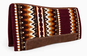 Manaal Enterprises Classic Western Saddle Pad Geometric Pattern Brown Leather Trim Wool Shell Fleece Lining Riding Equestrian - Product Image 4