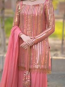 Conjunto de traje Palazzo tradicional, completamente cosido, listo para usar, top, pantalón Palazzo y dupatta, diseño elegante para mujer, colección para fiestas. - Product Image 4