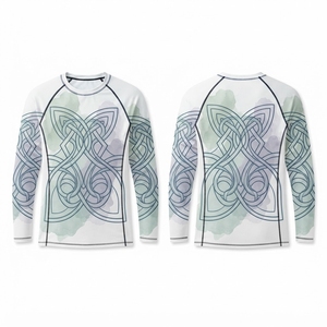 Camiseta de Manga Larga Unisex con Diseño de Nudo Celta, Impresión por Transferencia de Calor, Protección Anti-UV UPF50+, Transpirable, de Secado Rápido, Blanca - Product Image 3