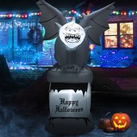 Pierre tombale gonflable d'Halloween de 2,5 m avec lumières LED Gargoyle, décoration extérieure pour les fêtes
