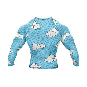 OEM Custom Logo Heat-Transfer Printed Men's 100% Polyester MMA Rashguard Short Compression Shirt Breathable Quick Dry UV - Product Image 2