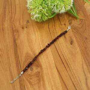 โกเมนสร้อยข้อมือหินเงินสายโซ่ชุบเงินของขวัญเครื่องประดับคลาสสิกสำหรับทุกเพศ - Product Image 4