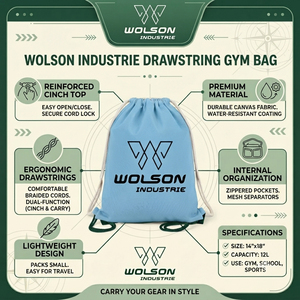 Professional Men's Fitness Gym Bag Lightweight Sports Duffel PU Material Drawstring Closure Eco-Friendly for Weight Training - Product Image 4