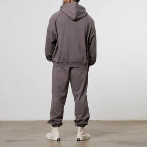 Sweat-shirt à capuche zippé pour homme en molleton épais coton-polyester, coupe oversize et carrée, avec logo personnalisé, pour le sport et les loisirs, grandes tailles - Product Image 3
