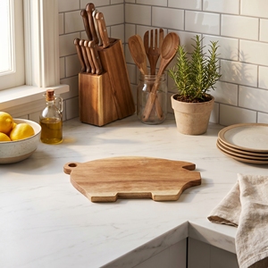 Tabla de cortar de madera de suar natural con forma de cerdo, apta para alimentos, tabla de picar pequeña con forma de animal, plato de madera hecho a mano para cortar, decoración de cocina de Bali - Product Image 4