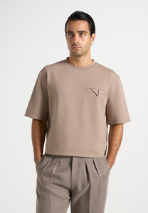 Camiseta de Manga Corta con Cuello Redondo Extra Grande para Hombre, Color Sólido, Transpirable, de Algodón Jersey, Corte Casual, Diseño con Bolsillo Delantero - Product Image 5