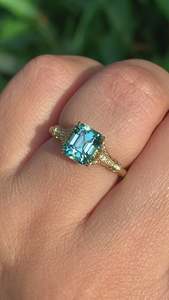 Women's Emerald Cut Topaz Engagement Ring Pave Diamond Side Classic Style Fine Jewelry - Product Image 4