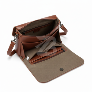 Unisex Genuine Leather Business Messenger <b>Shoulder</b> Bag with Multi-Compartment Design Waterproof & Adjustable <b>Strap</b> - Product Image 3