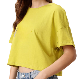 เสื้อยืดทรงเข้ารูป OEM ผ้าฝ้าย 100% คอปกโบว์ สีกากีล้วน คอกลม แขนสั้น สำหรับฤดูร้อน ไซส์พลัส - Product Image 6