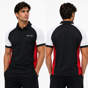 ONE APEX Maillot de sport pour homme Performance Noir Blanc Rouge Logo uni sur le devant Respirant Séchage rapide - Product Image 5
