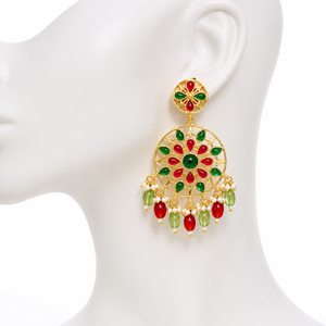 Antique Gold Plated Brass Indian Kundan Meenakari Ethnic Women's Drop <b>Earrings</b> for Party Wholesale Bulk Supplier - Product Image 5