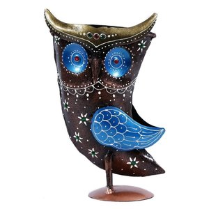 Figurine d'hibou en métal Art Déco artisanale, sculpture décorative multicolore faite à la main pour la maison - Product Image 2