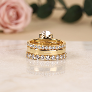 925 <b>Sterling</b> <b>Silver</b> Oval Cut Moissanite Three Piece Bridal <b>Ring</b> <b>Set</b> with Pave Bands Premium Wedding Jewelry for Womens Wholesale - Product Image 2
